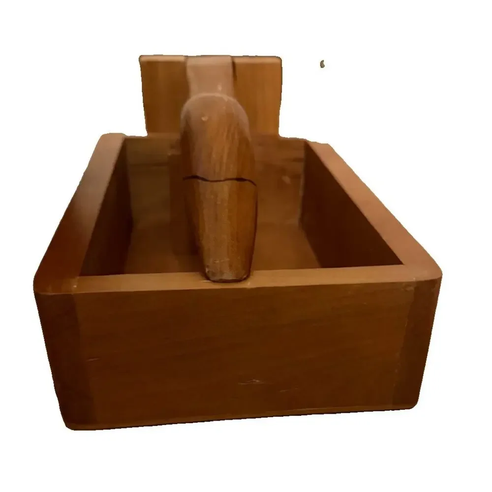 Vintage Wooden Duck Nut Cracker Napkin Holder Wood Box Cabin Decor 3915/68